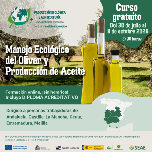 Curso online "Manejo Ecológico del Olivar y Producción de Aceite" (región C) del 30 de julio al 8 de octubre 2026