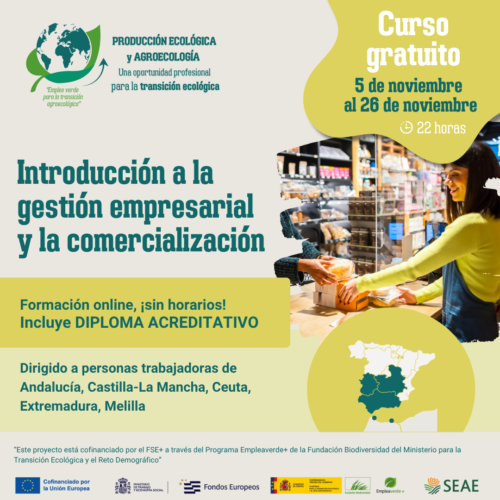 Curso online "Introducción a la gestión empresarial y la comercialización". Del 5 al 26 de noviembre 2026. Región C